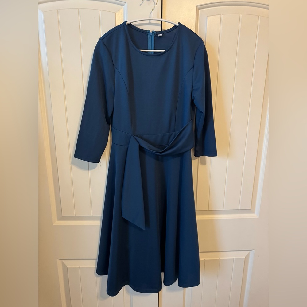 Dark Teal 3/4 Sleeve Dress